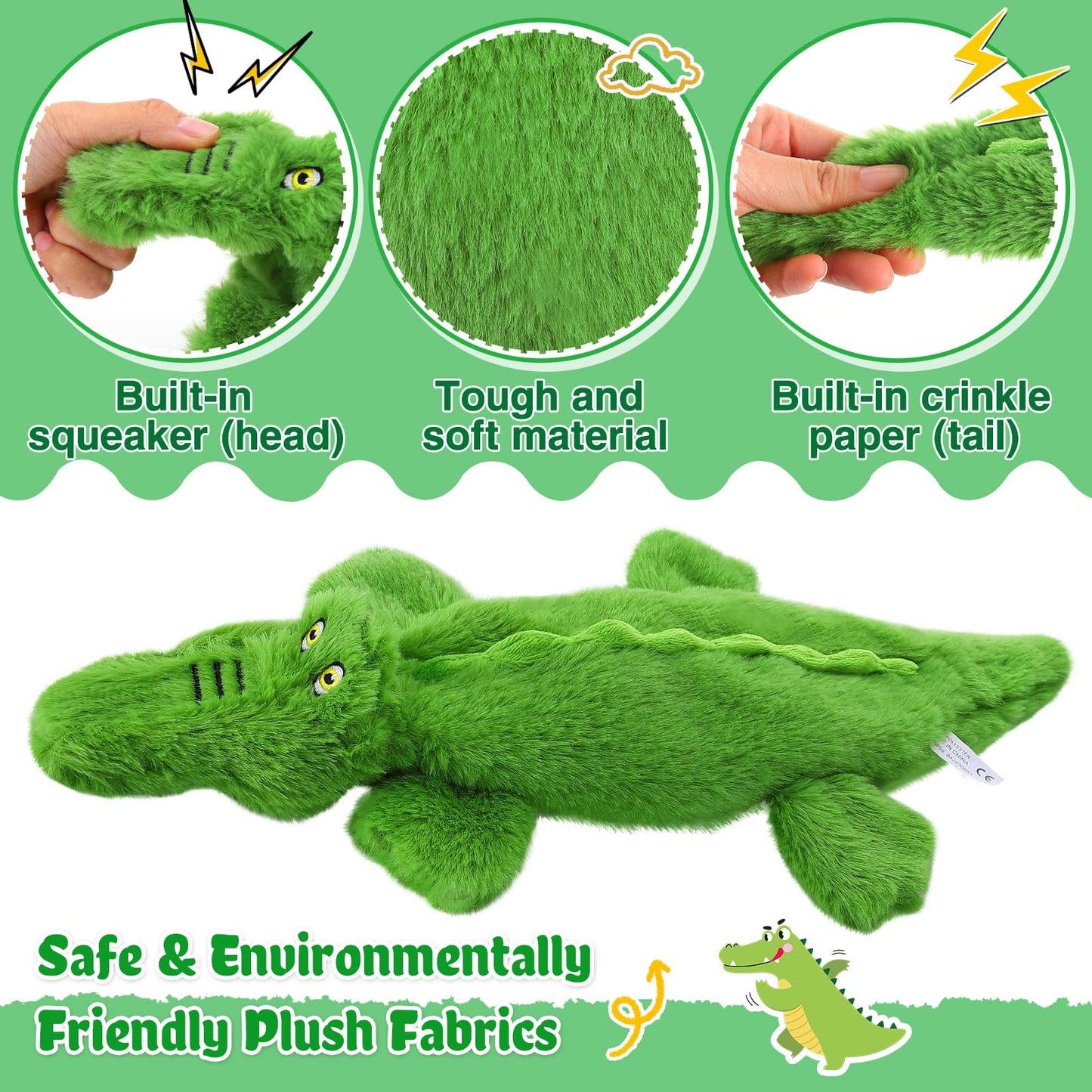 Petlori Crocodile Squeaky Dog Chews Toys