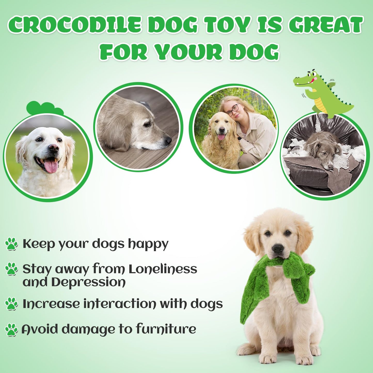 Petlori Crocodile Squeaky Dog Chews Toys