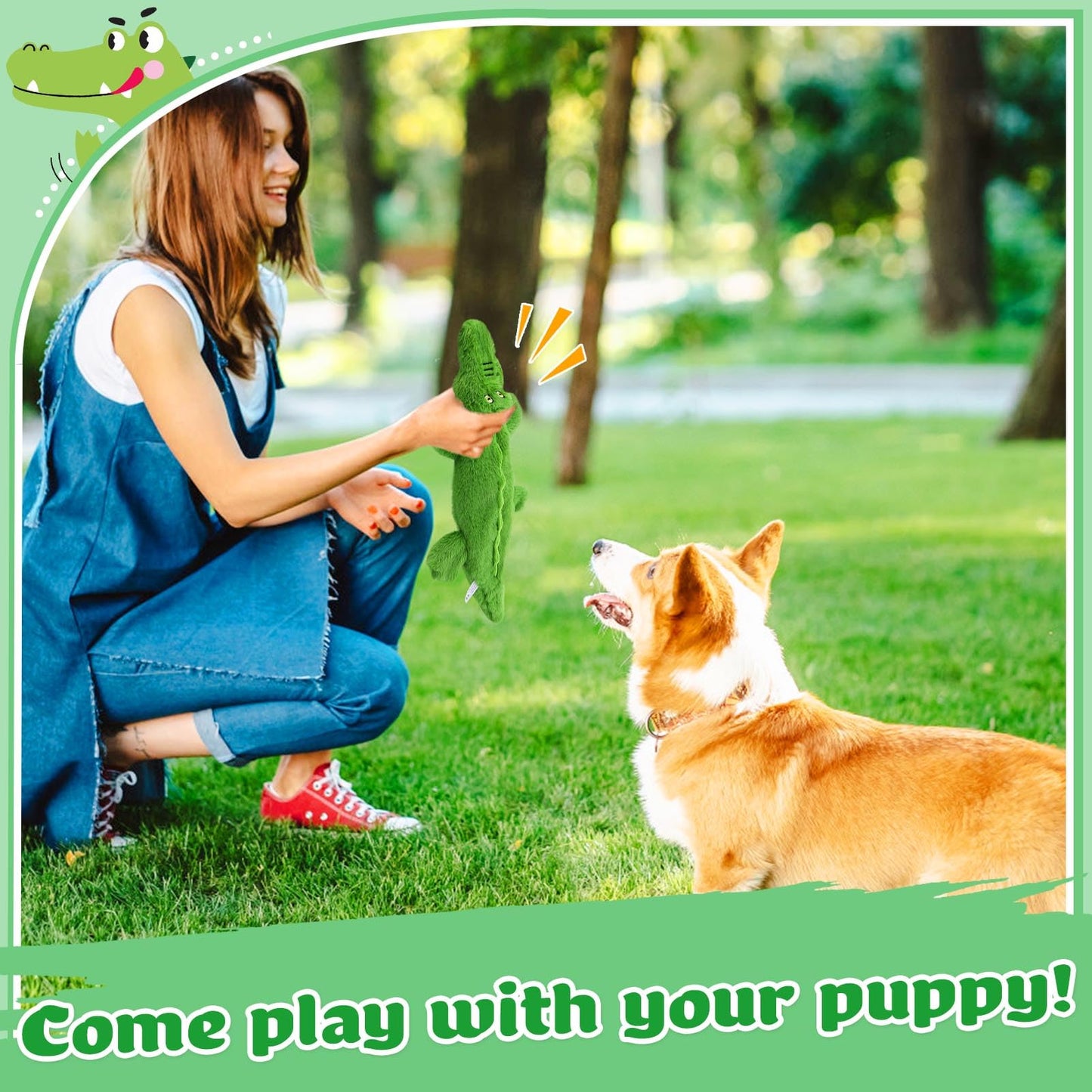 Petlori Crocodile Squeaky Dog Chews Toys